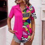 Womens Fashionable Casual Short-sleeve Asymmetrical Top - Image 4