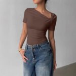 Womens Elegant High-end Off-shoulder Short-sleeve Top - Image 3