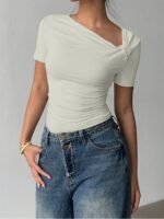 Womens Elegant High-end Off-shoulder Short-sleeve Top - Image 6