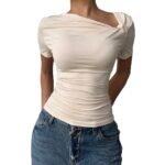 Womens Elegant High-end Off-shoulder Short-sleeve Top - Image 4