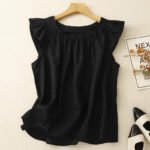 Womens Slimming Chic Cotton-Linen Short TopLittle Shirt - Image 3