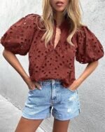 Womens Stylish Casual Hollow-out Lace Top - Image 8