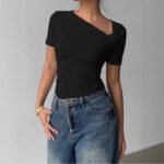 Womens Elegant High-end Off-shoulder Short-sleeve Top - Image 2
