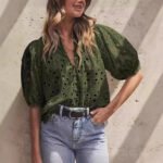 Womens Stylish Casual Hollow-out Lace Top - Image 3