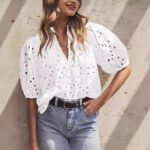Womens Stylish Casual Hollow-out Lace Top