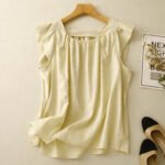 Womens Slimming Chic Cotton-Linen Short TopLittle Shirt - Image 2