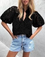 Womens Stylish Casual Hollow-out Lace Top - Image 7
